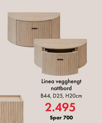 Fagmøbler Linea vegghengt nattbord tilbud