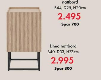 Fagmøbler Linea nattbord tilbud