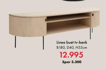 Fagmøbler Linea buet tv-benk tilbud