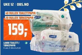 Coop Obs Lambi toalett-/ tørkepapir tilbud