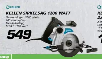Coop Byggmix Kellen sirkelsag 1200 watt tilbud