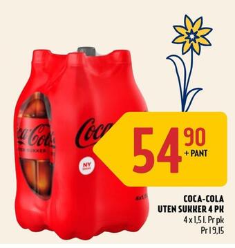 Coop Prix Coca-cola uten sukker 4 pk tilbud