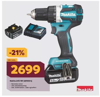 Megaflis Makita drill 18v ddf484rtj tilbud