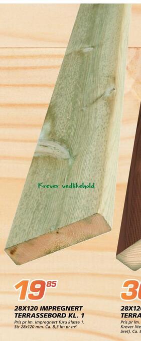 Coop Byggmix 28x120 impregnert terrassebord kl. 1 tilbud