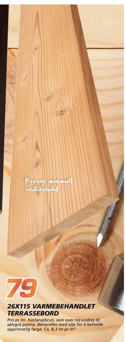 Coop Byggmix 26x115 varmebehandlet terrassebord tilbud
