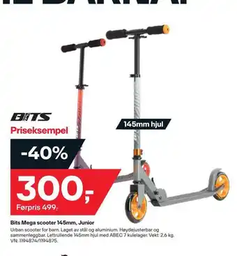 XXL Sport Bits mega scooter 145mm, junior tilbud