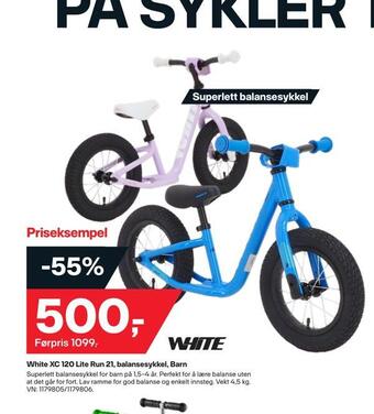 XXL Sport White xc 120 lite run 21, balansesykkel, barn tilbud