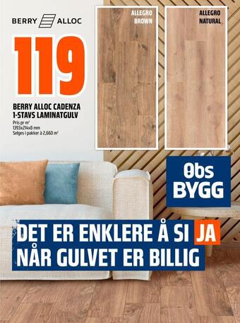 Obs Bygg Berry alloc cadenza 1-stavs laminatgulv tilbud