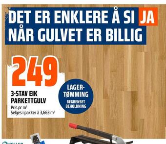 Obs Bygg 3-stav eik parkettgulv tilbud