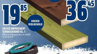 Obs Bygg 28x120 impregnert terrassebord kl. 1 tilbud