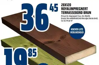 Obs Bygg Royalimpregnert terrassebord brun tilbud