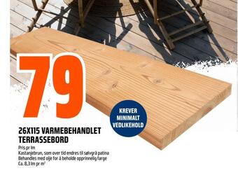 Obs Bygg 26x115 varmebehandlet terrassebord tilbud