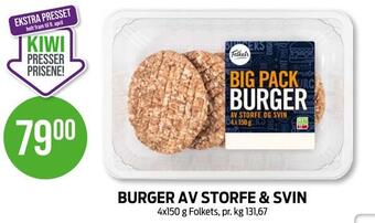 Kiwi Burger av storfe & svin tilbud