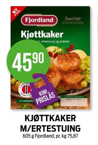 Kiwi Kjøttkaker m/ertestuing tilbud