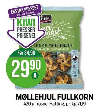 Kiwi Møllehjul fullkorn tilbud