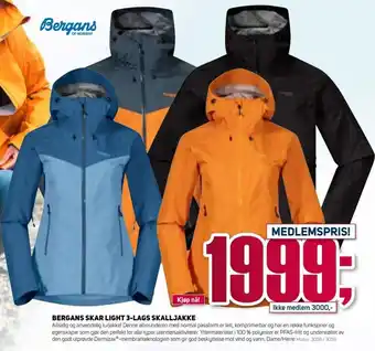 Sport 1 Bergans Skar Light 3-Lags Skalljakke tilbud