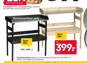Rusta Plantebord ebba tilbud