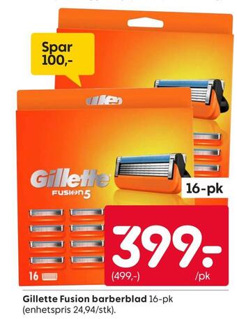 Rusta Gillette fusion barberblad tilbud