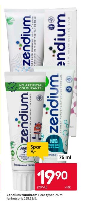 Rusta Zendium tannkrem tilbud