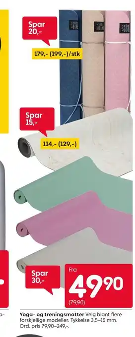 Rusta Yoga- og treningsmatter tilbud