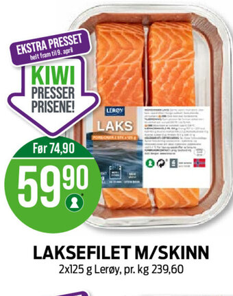 Kiwi Laksefilet M /Skinn tilbud