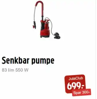 Jula Senkbar Pumpe tilbud