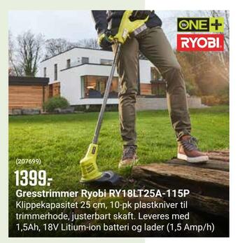 Europris Gresstrimmer ryobi ry18lt25a-115p tilbud