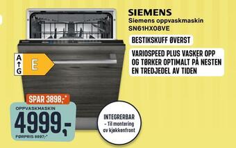 Skousen Siemens oppvaskmaskin sn61hx08ve tilbud