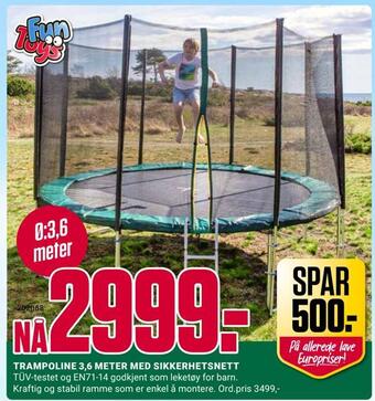 Europris Trampoline 3,6 meter med sikkerhetsnett tilbud