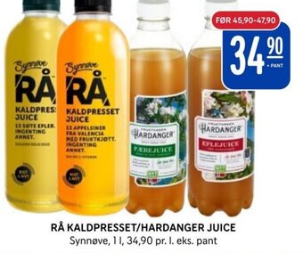 Rema 1000 Rå Kaldpresset/Hardanger Juice tilbud