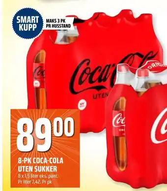 Coop Obs 8-pk coca-cola uten sukker tilbud