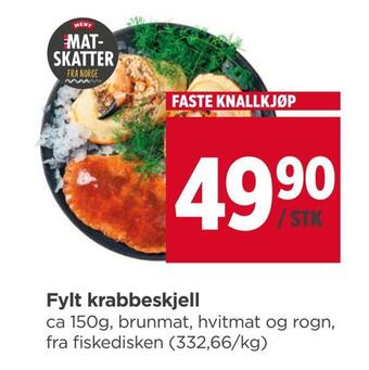 Meny Fylt krabbeskjell tilbud
