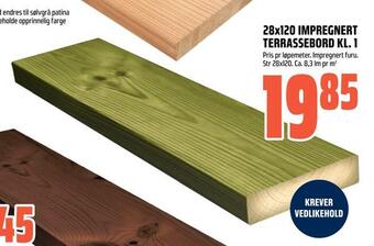 Coop Obs 28x120 impregnert terrassebord kl. 1 tilbud