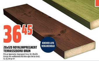 Coop Obs 28x120 royalimpregnert terrassebord brun tilbud