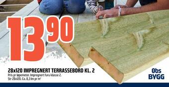 Coop Obs 28x120 impregnert terrassebord kl. 2 tilbud