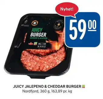 Rema 1000 Juicy jalepeno & cheddar burger tilbud