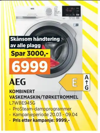 POWER Kombinert vaskemaskin/tørketrommel l7wbe945g tilbud