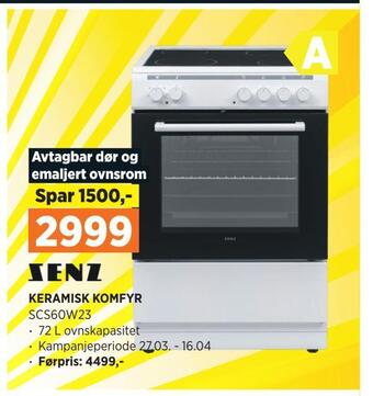 POWER Keramisk komfyr scs60w23 tilbud