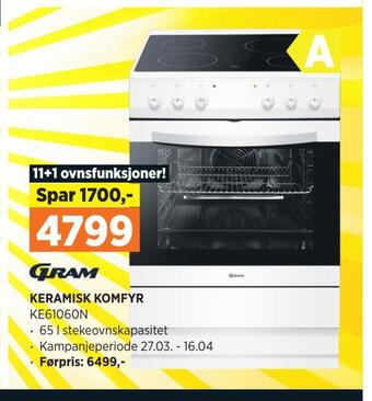 POWER Keramisk komfyr ke61060n tilbud