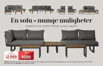 Bohus Away sofagruppe med 2 seter m/sidebord og bord tilbud