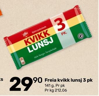 Matkroken Freia kvikk lunsj 3 pk tilbud