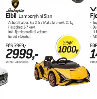 Thansen Elbil lamborghini sian tilbud