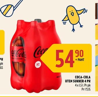 Coop Prix Coca-cola uten sukker 4 pk tilbud