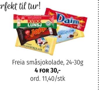 Nille Freia småsjokolade, 24-30g tilbud