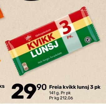 Coop Marked Freia kvikk lunsj 3 pk tilbud