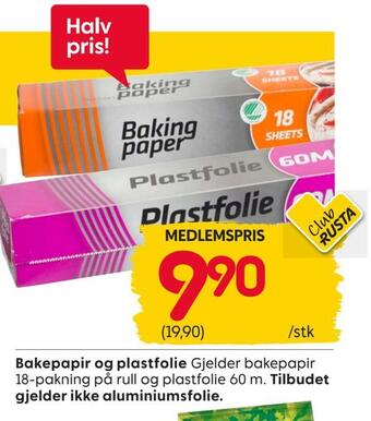 Rusta Bakepapir og plastfolie tilbud