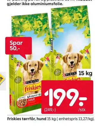 Rusta Friskies tørrfôr, hund tilbud