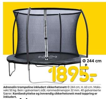 Rusta Adrenalin trampoline inkludert sikkerhetsnett tilbud