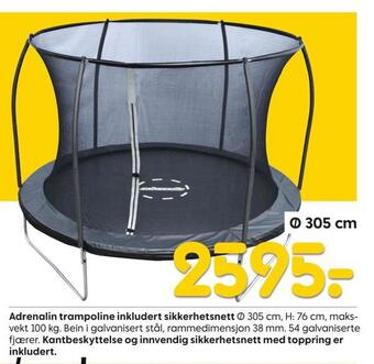Rusta Adrenalin trampoline inkludert sikkerhetsnett tilbud