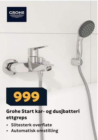 Megaflis Grohe start kar- og dusjbatteri ettgreps tilbud